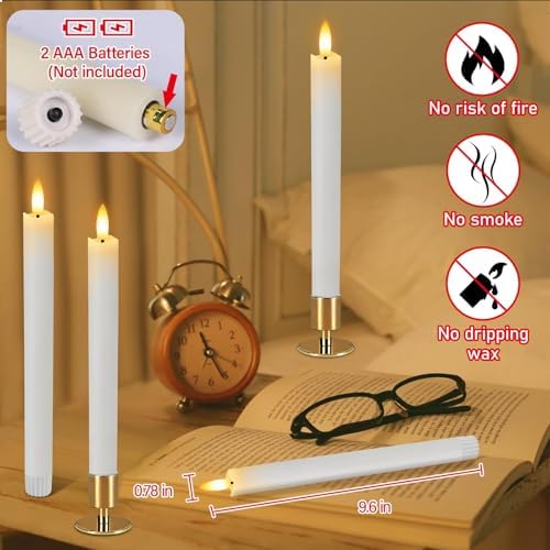 HINZER 6Pcs Flameless Taper Candles with Remote, Fall Home Wedding Decor - Image 4