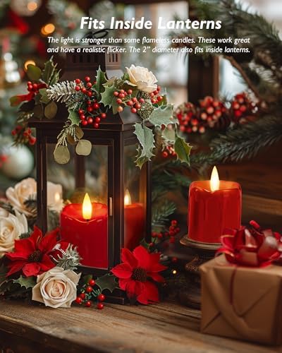 Homemory 2"x 2" Red 6 Hour Timer Flameless Votive Candles, 6 Pack - Image 5