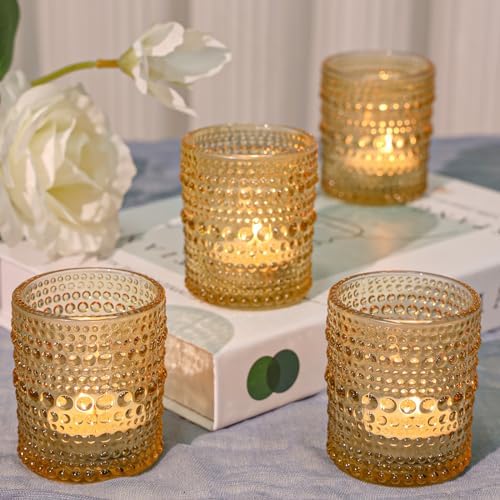 SUPMIND 24pcs Votive Candle Holders, Gold Glass TeaLights Holder Bulk - Image 3