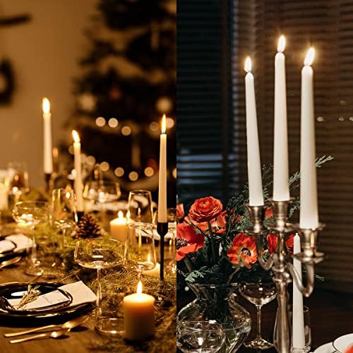 Dripless Taper Candles - Unscented White Candles Bulk - Candle Sticks Long Burning 7.5-8 Hours - for Candlesticks, Dinner Table, Vigil, Advent, Christmas, Thanksgiving, Kwanzaa - 12 Pack,10 Inch Tall - Image 4