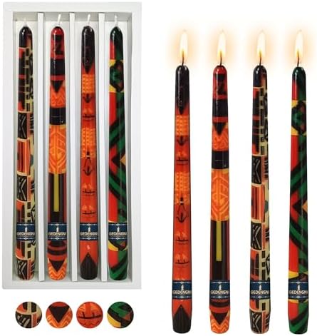 African Print Taper Candles 10in,4 Pack Unscented for Dinner Decor by Gedengni