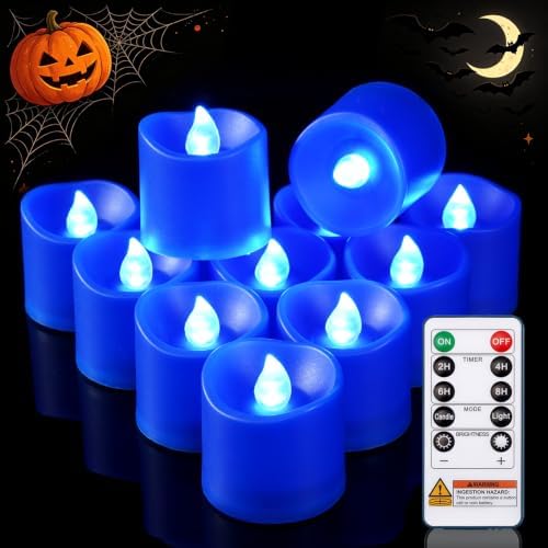 Homemory Blue Flameless LED Votive Tealight Candles & Timer Remote, 12Pack by Homemory