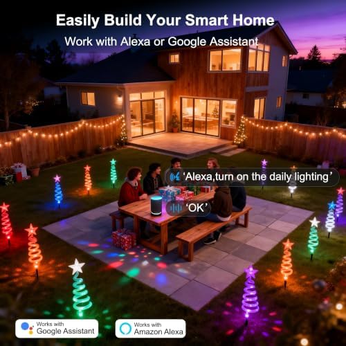 20" Christmas Pathway Lights Outdoor, 6 Pack Smart Spiral Xmas Tree Lights - Image 6