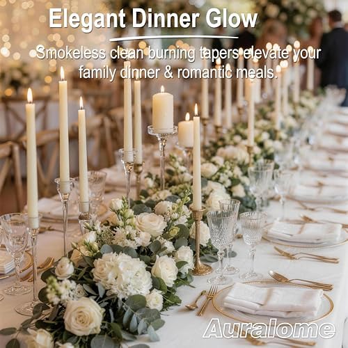10-Inch Ivory Taper Candles - Dripless Smokeless Tapered Candle Cream Unscented Candlesticks Paraffin Wax Long Slow Burning Tall Candle Sticks for Dinner Business Wedding Restaurants 12 Pack - Image 5