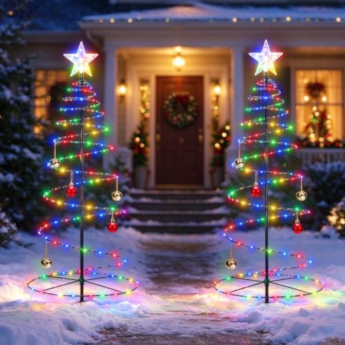 2 Pack 43.3In Solar Christmas Trees Lights with 8 Modes Garden Decorations by HUYIENO