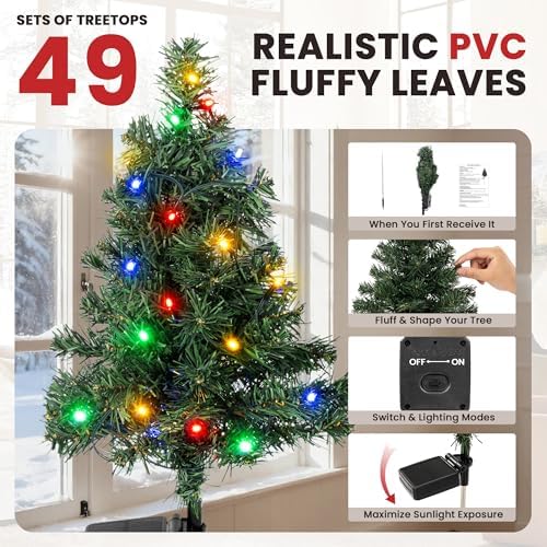 Christmas Tree Solar Lights Decoration Gifts Outdoor Waterproof, Decorative Navidad Solar Tree Lights with Multiple Modes,Xmas Decorations for Outside, Garden Yard Patio Decor 4 Pack - Image 2