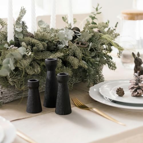 Mumufy 6 Pcs Black Taper Candle Holder Candlesticks, Ceramic Candle Stick - Image 5