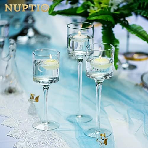 NUPTIO Glass Candle Holders, Set of 6 Stemmed Holders for Floating Candles - Image 6