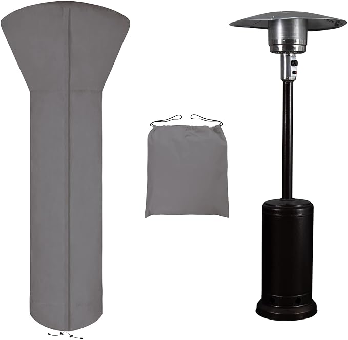 Easy-Going Patio Heater Cover with Zipper and Storage Bag, Waterproof Outdoor Heater Cover Dustproof, UV-Resisant, Wind-Resistant (89"H x 33"D x 19"B, Grey)