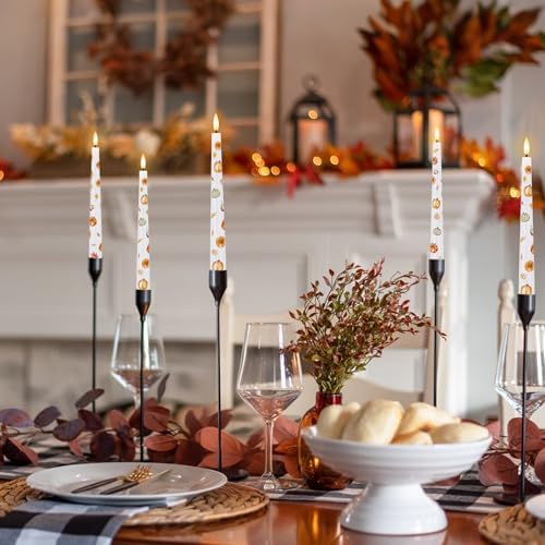 Fall Flameless Taper Candles, Pumpkin & Maple Leaf Battery Operated Candles - Image 6