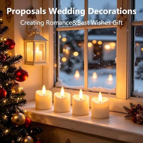 Rechargeable Flameless Tea Light Candles with Timer Remote, 1.5"x2.2" Electric Fake Flickering Votive Candles for Anniversary Wedding Centerpiece Table Decor Funeral Halloween Christmas (6 Pack) - Image 3