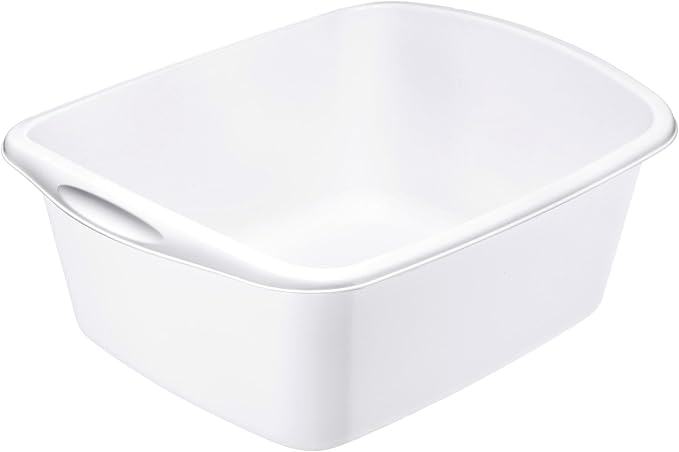 Tribello 2-Pack Dish Pans for Kitchen Sink, Plastic Tub Dishpan Wash Basin and Foot Bath for Soaking Feet, Wash Bucket for Washing and Storage Cleaning Supplies - 12 Quarts - Heavy Duty - (White)