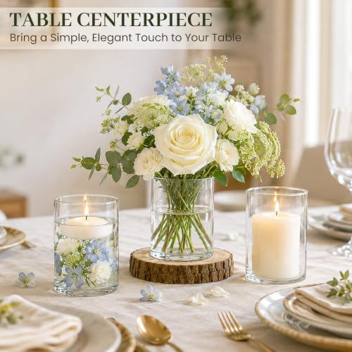 UPBUD 5 Inch Glass Cylinder Vases for Centerpieces, Floating Candle Vases - Image 2