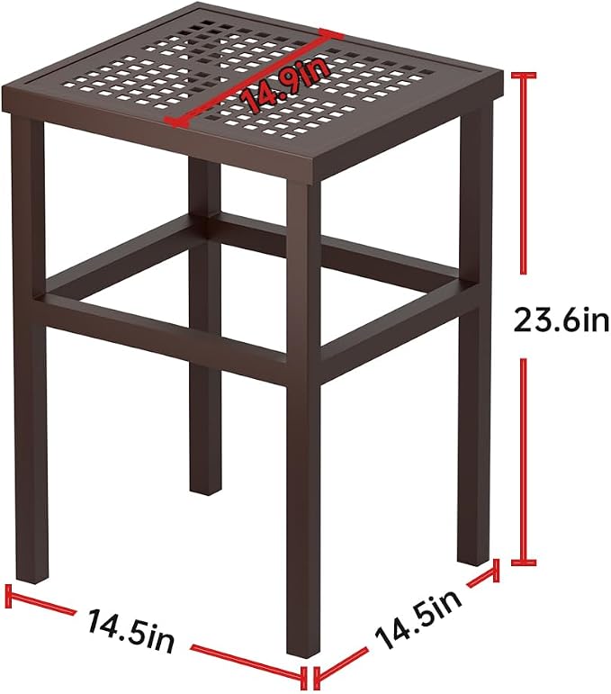 Tall Plant Stand 23" Aluminum Indoor &Outdoor Rustproof | Extra-Sturdy 23" tall Aluminum Plant Stand – Ideal for Patios, Gardens, Living Room Decoration (Brown)