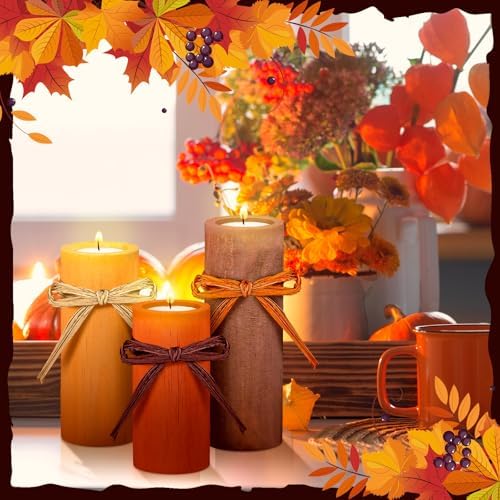MTLEE 3 Pcs Fall Wood Candle Holders Fall Style, Soy Wax Tea Light - Image 4