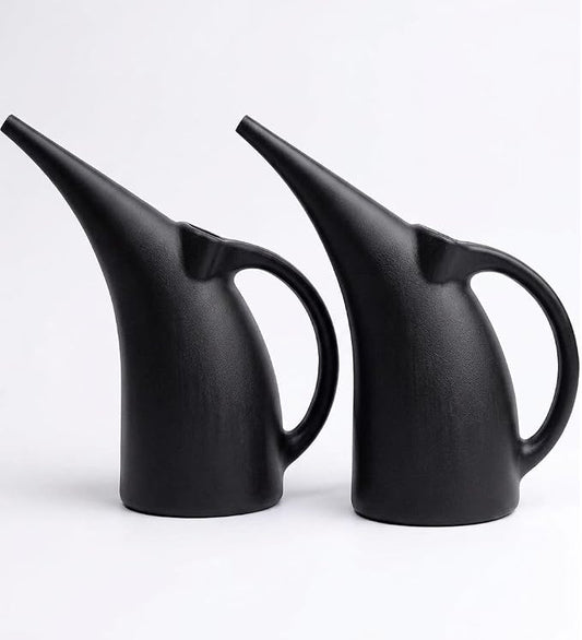 2 Pack Watering Can 1/2 Gallon - Small Watering Can for Indoor Plants - Outdoor Watering Can - Black Plant Waterer - Plastic Watering Can for Garden