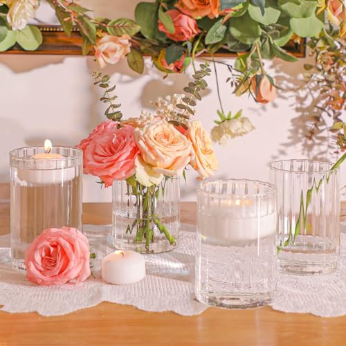 ComSaf Glass Cylinder Vases 12 Pcs 6 Inch Tall, Clear Ribbed Bud Vases - Image 5