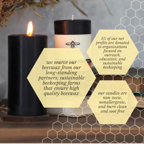 Big Dipper Wax Works 100% Beeswax Pillar Candle, 3 x 6 in, Black - Image 5