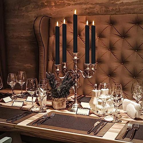 GenSwin Flameless Taper Candles LED Battery Operated Remote Timer Black - Image 4