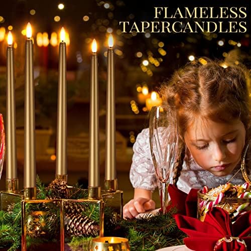 Macarrie 24 Packs Flameless Taper Candles Battery LED 11",Gold - Image 2