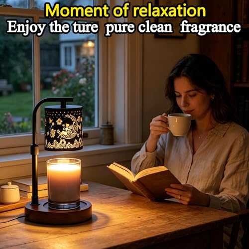 Candle Warmer Lamp,Candle Warmer,Candle lamp,Gifts for mom, Valentines Day Gifts,Candle Holders for Home Decor,Wooden Base，with 2 Bulbs(Black Flower Fairy)… - Image 6