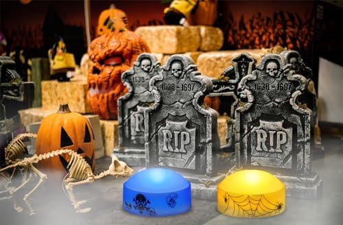 2 PCS Color Changing Halloween LED Pumpkin Candle Lights with Remote and Timer, Colored Battery Operated Jack-O-Lantern Light for Outdoor Halloween Flameless Pumpkin Home Decorations - Image 3