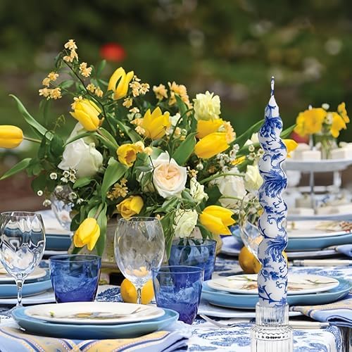 NJAO HOO Floral Taper Candles 7.5 in Spiral Candlesticks Hand Printed Blue and White Candlestick Twisted Taper Candle for Home Garden Decor 2 Pack - Image 4