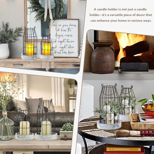 Farmhouse Lantern Decor Rustic Home Decor Lanterns with Flameless Candles - Image 7