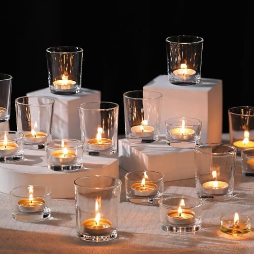 36pcs Assorted Votive Candle Holders, Glass Candle Holder for Wedding Decor, Clear Tealight Candle Holder for Table Centerpiece, and Party Decor by NITIME