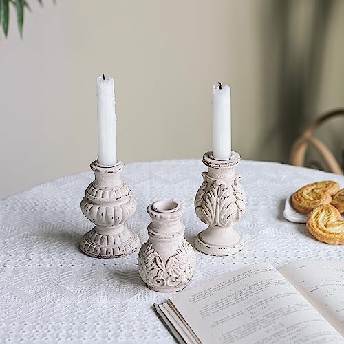 NIKKY HOME Taper Candle Holders Set of 3, Vintage Candle Stand Decorative Resin Candlestick for Wedding Party Mantle Fireplace Dining Room Table Centerpieces Decor - Image 3