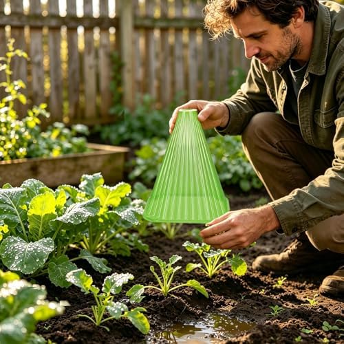 Fshow Garden Cloches,20 Pack Reusable Plant Bell Cover,Bell Jar Cloches for Protection Against Sun, Frost, Snails Etc. (Green) - Image 5