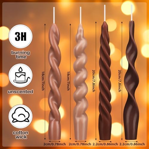 Nuanchu 4 Pcs Twisted Taper Candles,7.87 Inch,Pure,Neutral - Image 2