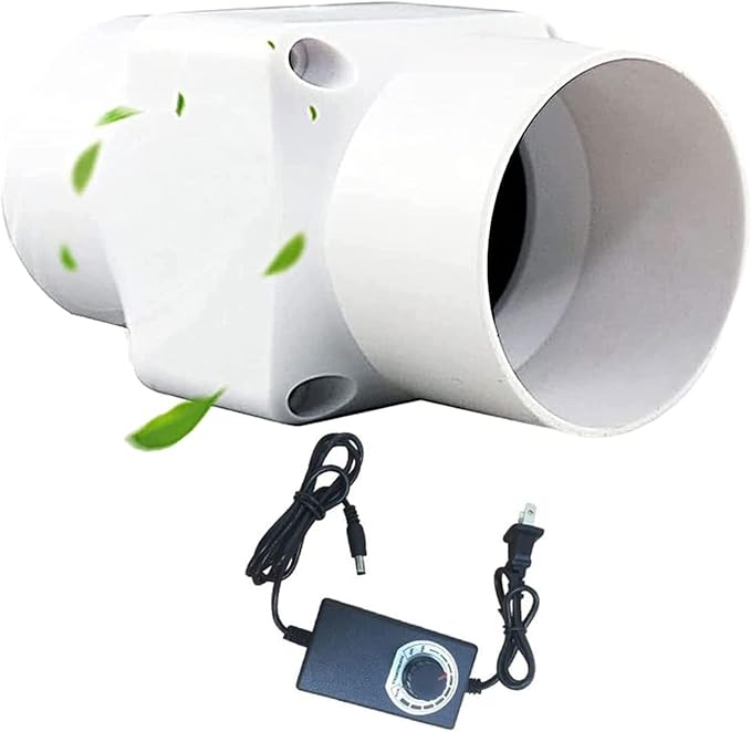 2 Inch Inline Duct Fan Variable Speed Air Circulator Quiet with 50mm to 32mm Interface for Home Office Cabinet Pet Cage Ventilation(50mm,Speed Governor)