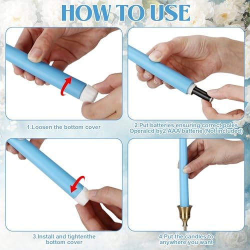 Macarrie 24 Packs Flameless Taper Candles Battery LED 11",Mixed Blue - Image 5
