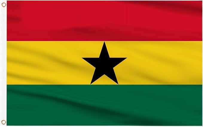 Ahfulife Ghana Flag 3x5 Ft, 2 Pcs Large Ghanaian National Flags for Outdoor Indoor, Double Sided with Brass Eyelets for World Cup, Party, Garden, Bar, Street Decor