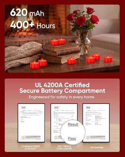 Homemory 12-Pack Red Remote Flameless Battery Tea Light Candles, 400+ Hrs - Image 4