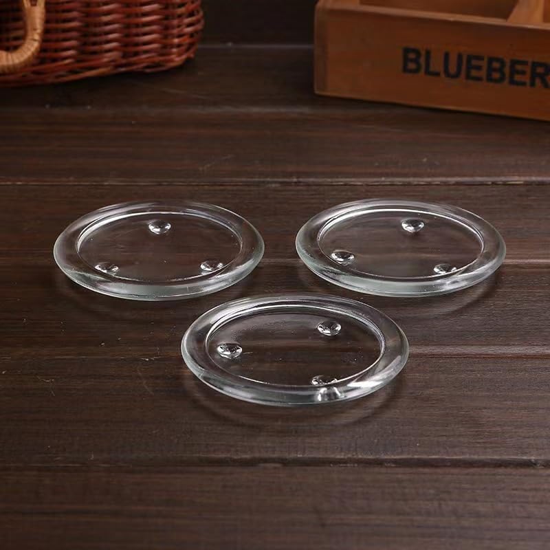 12 Pack Clear Transparent Candle Plate, Round Glass Candle Holder, Candle Holders for Pillar Glass 3" - Image 3