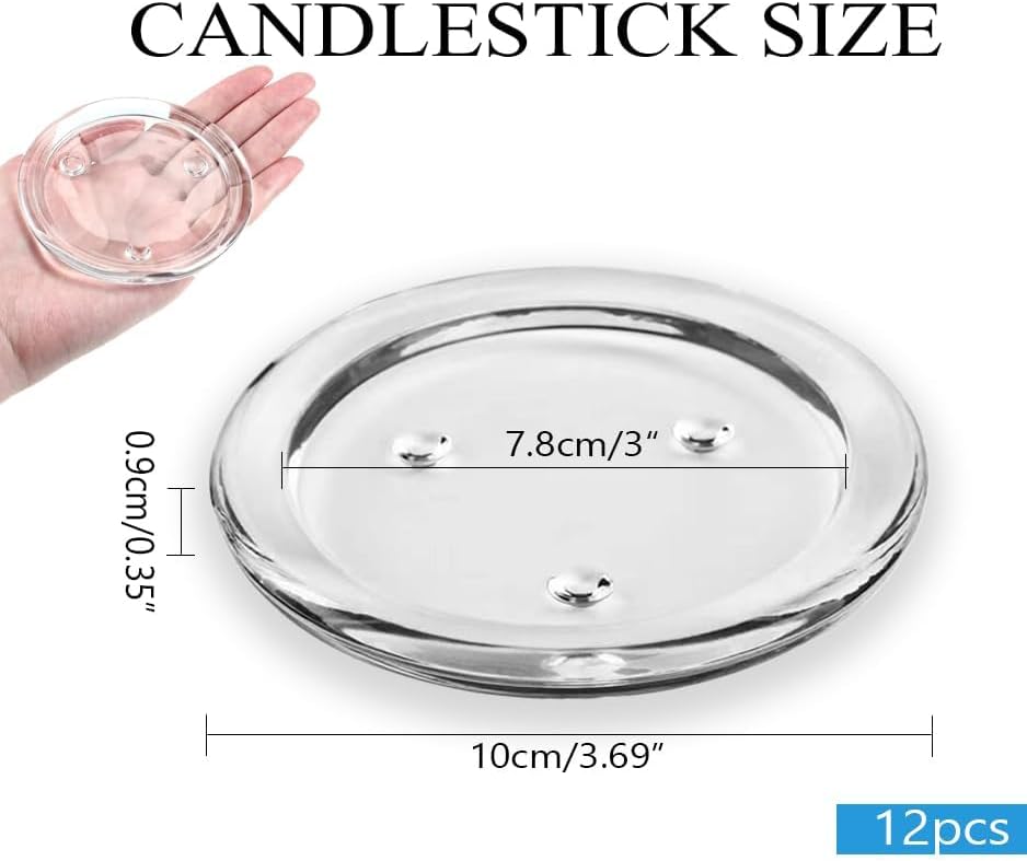 12 Pack Clear Transparent Candle Plate, Round Glass Candle Holder, Candle Holders for Pillar Glass 3" - Image 2