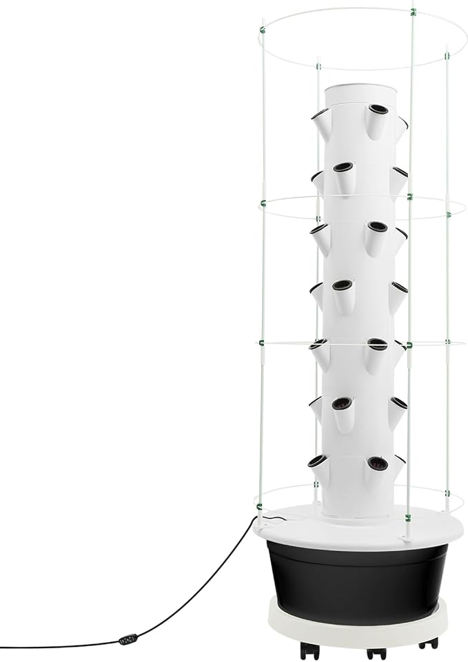 Hydroponics Growing System, 28 Pods Large Vertical Hydroponic Growing Tower with with Climbing Trellis, 9-Tier Indoor Gardening System for Herb Vegetable Fruit(Black)