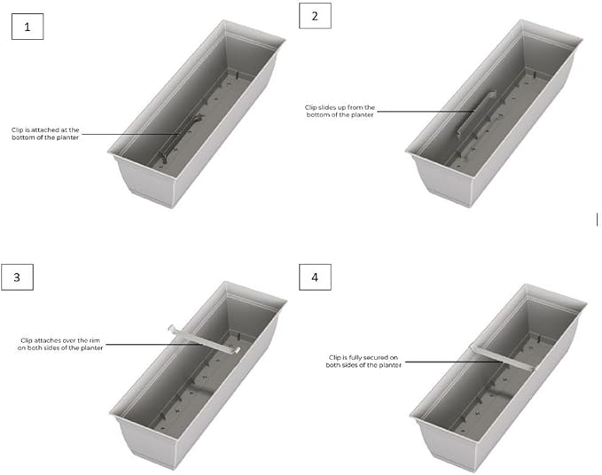 The HC Companies 24 Inch Eclipse Window Planter Box with Drainage Holes & Attached Saucer, Lightweight UV-Resistant Plastic Indoor & Outdoor Planters, 2-Pack Flower Box for Garden & Home Decor, Clay