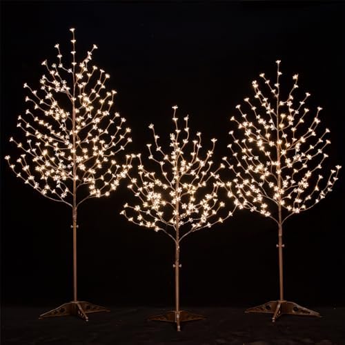 4ft 5ft 6ft Lighted Cherry Blossom Tree Set with 568 Warm White LED by TYBEEU