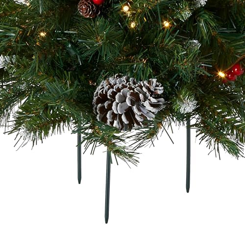 National Tree Company 18in Pre-Lit Frosted Berry Christmas Urn Filler - Image 3