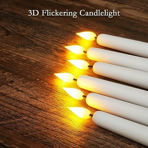 Homemory 11 inches White LED Taper Candles, 24 Pcs Flameless Taper Candles with Remote Timer Dimmer, Plastic Battery Operated Candlesticks with Flickering Flame for Halloween Christmas Wedding Party - Image 5