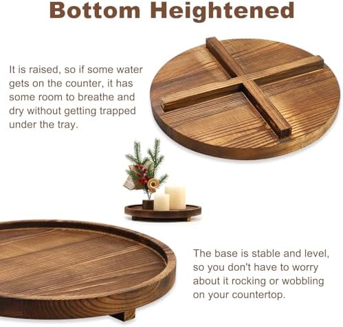 Round Wood Riser Bathroom Tray Countertop Vanity Tray Kitchen Sink Decor - Image 6