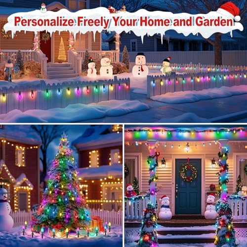 45Ft C9 Led Christmas Pathway Lights Outdoor, 30 Multicolor Bulbs Waterproof Connectable Christmas Walkway Lights for Driveway, Yard, Lawn, Sidewalk Decorations - Image 5