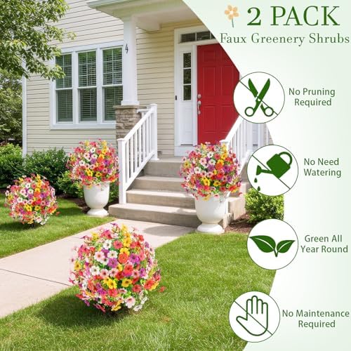 2 Pack 23" Artificial Flower Topiary Balls with Ground Spikes - Image 3