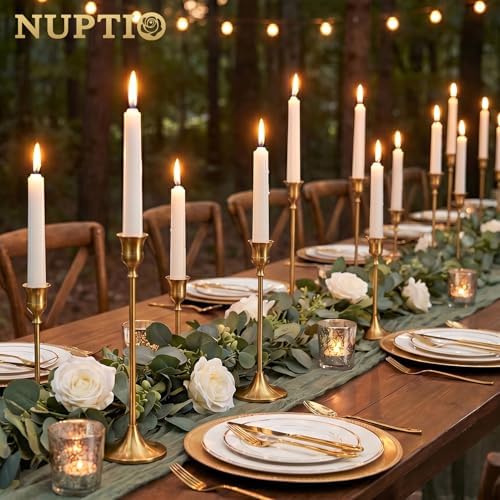 NUPTIO Candlestick Holders Vintage Centerpiece: Gold Antique Moody Decor - Image 3