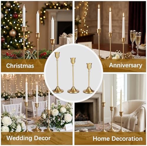 18 Pcs Vintage Gold Candle Holders,Taper Candle Holders for Candlesticks - Image 6