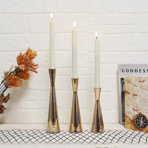 Taper Candle Holders Metal Candlestick Holders Set of 3 Table Mantel Decorative Candle Stand for Dinning,Party，Wedding,Home Decor(Gold) - Image 3