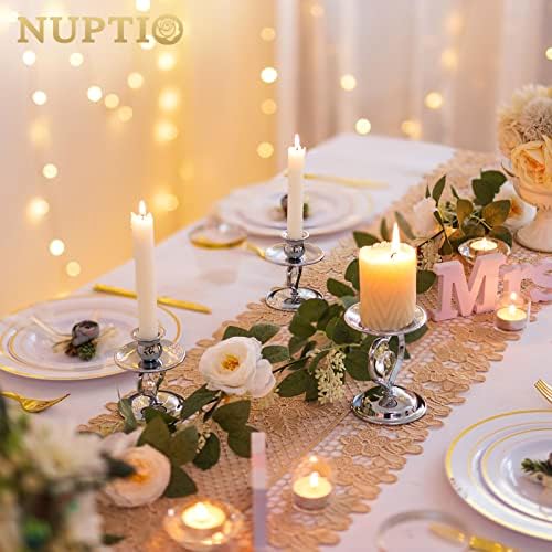 NUPTIO Unity Candle Holder for Wedding: Silver, Set of 3 - Image 2